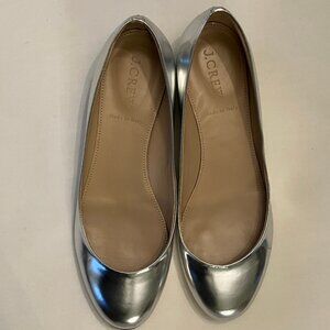 J Crew Silver Patent Leather Metallic Shoes with Gold Heel